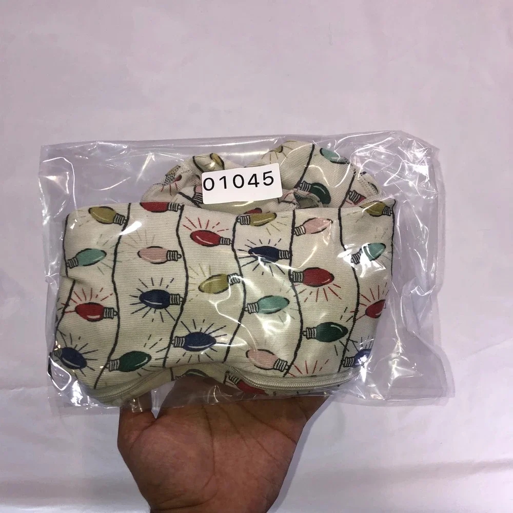 Hanna Andersson Christmas Lights Organic Cotton Sleeper 6-12 Months 70cm Cream